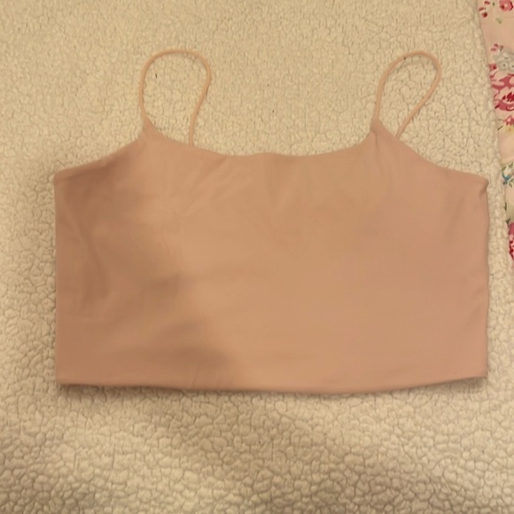 Lightly worn light pink spaghetti strap cropped tank top from garage! - Picture 1 of 2